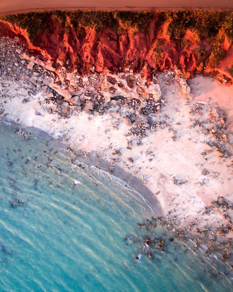Aerial view of Cable Beach and Gantheaume Point in Broome, Western Australia