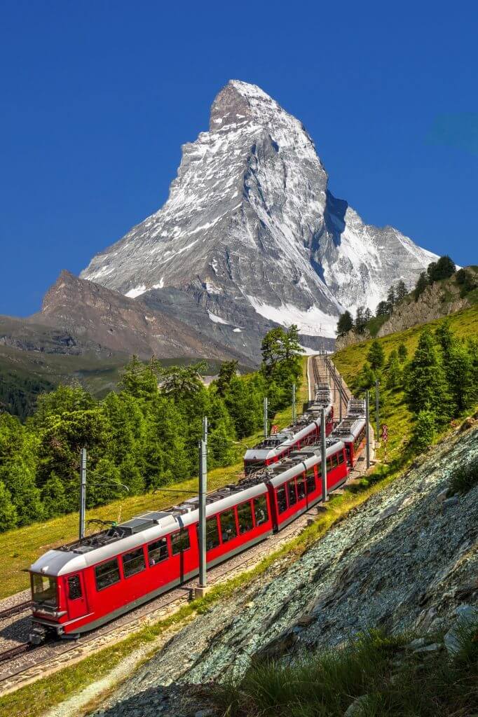 Swiss trains in the mountains