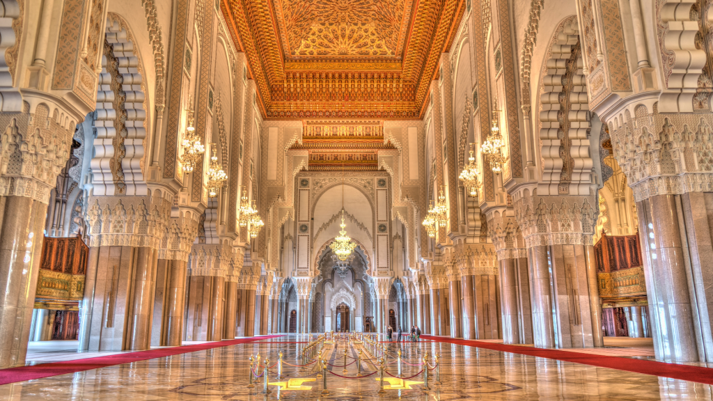 Inside the Hassan II Mosque in Casablanca, Morocco